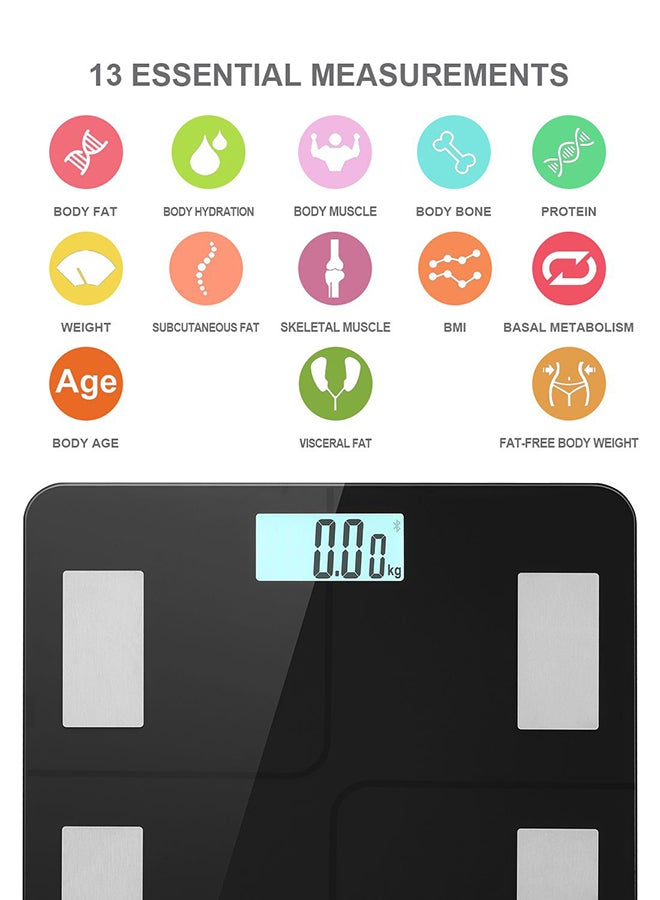 LAWAZIM - Smart Digital Personal Scale With Bluetooth Black 33.5x4x32.5cm - Image 1