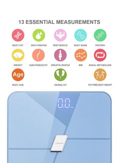 LAWAZIM Smart Digital Personal Scale With Bluetooth Light Blue 34x4x33cm  - Image 5