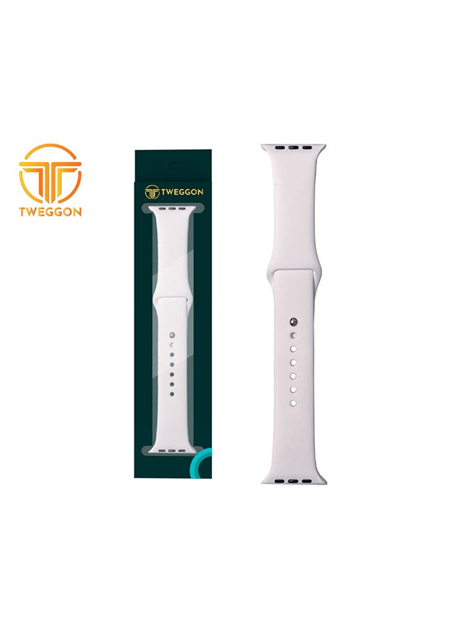 TWEGGON - Replacement Silicon Apple Watch Band for 45/44/42mm White - Image 1