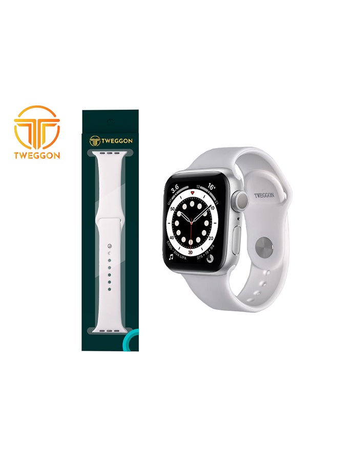 TWEGGON - Replacement Silicon Apple Watch Band for 45/44/42mm White - Image 1