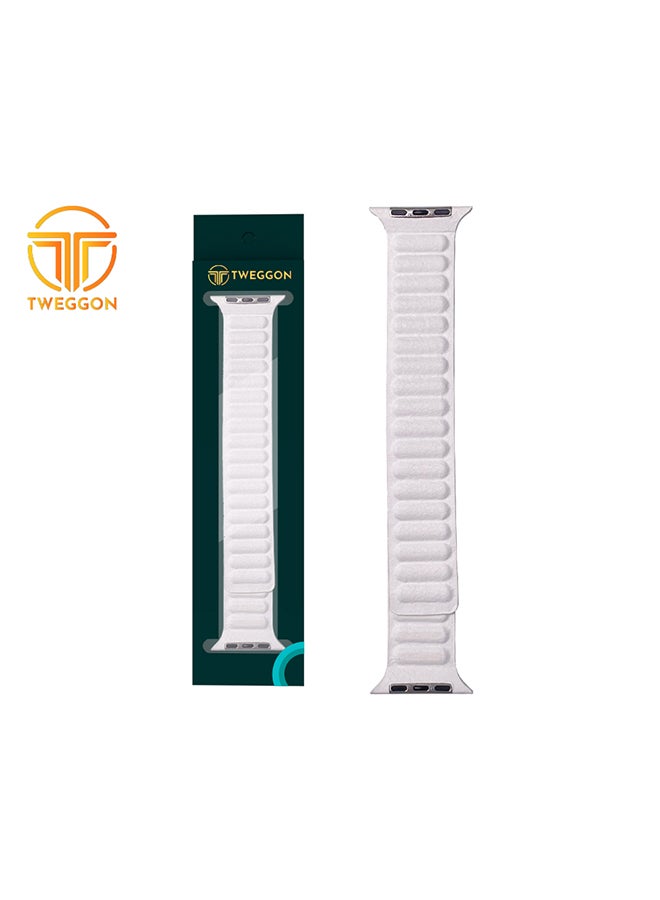 TWEGGON - Replacement Leather Link Apple Watch Band for Series 8 & 7 45/44/42mm White - Image 1