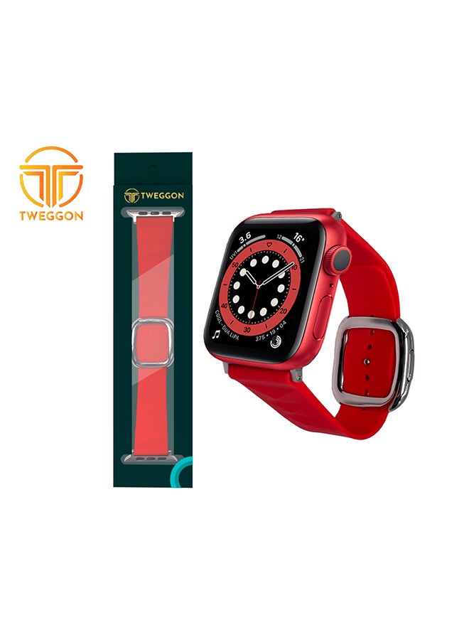 TWEGGON Replacement Apple Watch Band with Modern Wind Buckle for 38/40/41mm Red - Image 4