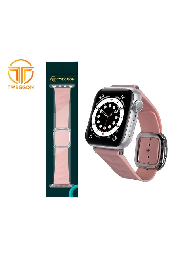 TWEGGON Replacement Apple Watch Band with Modern Wind Buckle for 45/44/42mm Pink - Image 3