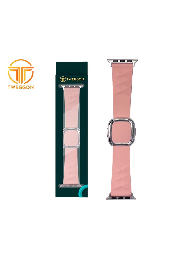 TWEGGON Replacement Apple Watch Band with Modern Wind Buckle for 45/44/42mm Pink - Image 4