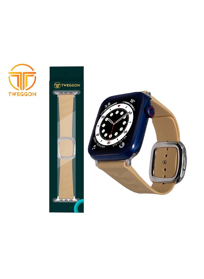 TWEGGON Replacement Apple Watch Band with Modern Wind Buckle for 45/44/42mm Stone - Image 1