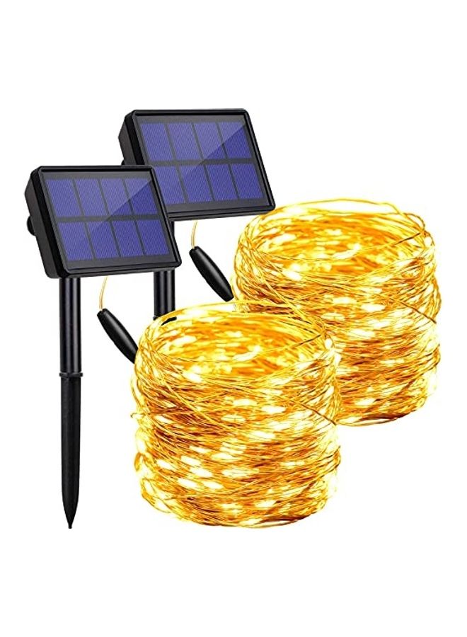 Dimunt 2-Pack Waterproof Solar String Light with 200 LEDs and 8 Modes For Outdoor Decoration Warm White 21.94meter - Image 1