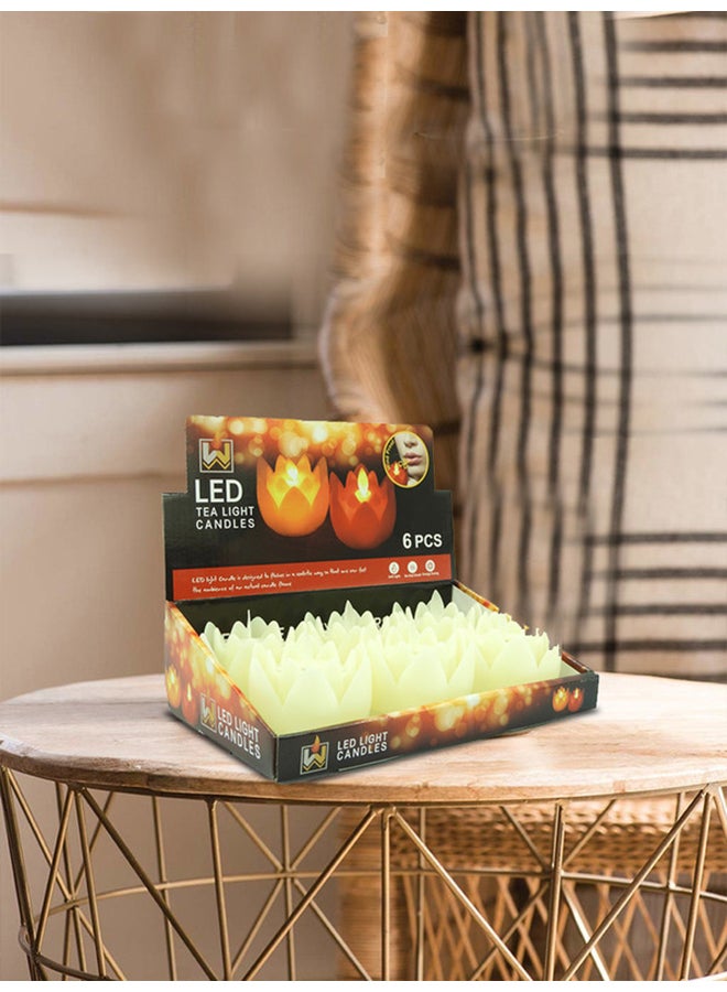 BABAZAM - 6-Piece Battery Included LED Candle Set Yellow 7x7.5x7.5cm - Image 1
