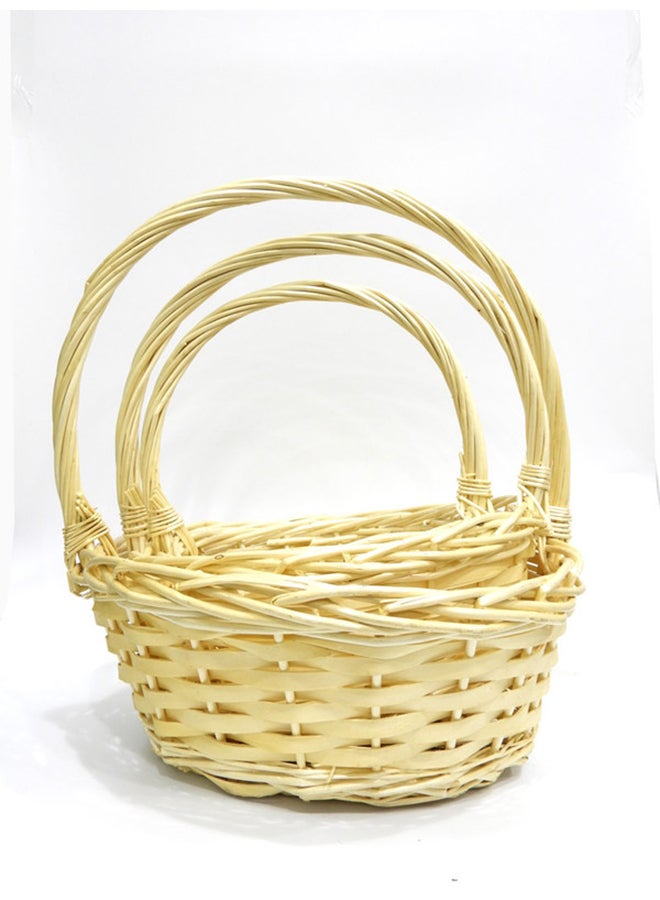 BABAZAM - 3-Piece Wicker Woven Handmade Gift Basket Beige 35x30x30cm - Image 1