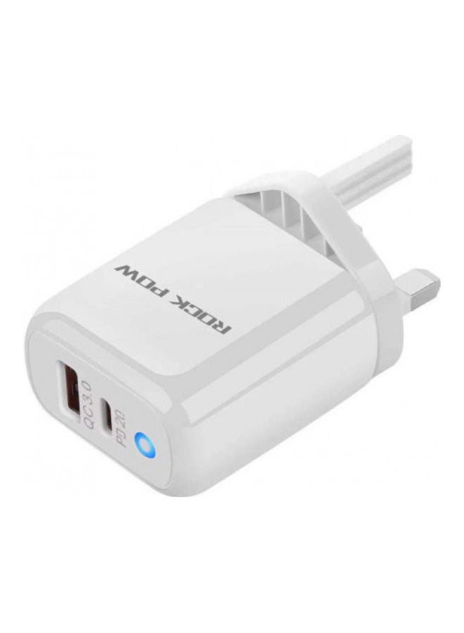 روك بو - شاحن USB Type-C بقدرة 20 وات لهواتف آيفون 13/12/11 برو ماكس/X/XR/XS/8/SE 2020/آي باد/سامسونج/S20 هواوي P40/P30. أبيض - Image 1