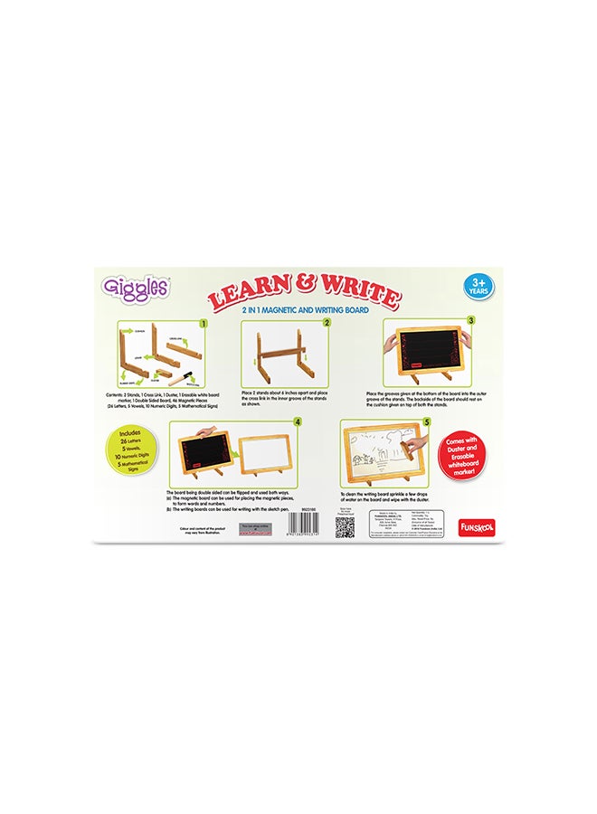 2-In-1 Double Sided Learn & Write Board - Dry-Erase Board And Magnetic Board For Kids 41x4x25.5cm
