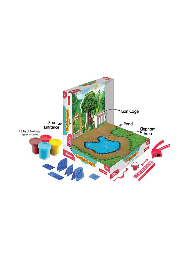 فنسكول Fundough Zoo Playset – Create Animals Using The 2d And 3d Moulds Colourful Dough And Clay For Kids 30.5x7x24.2cm  - Image 2