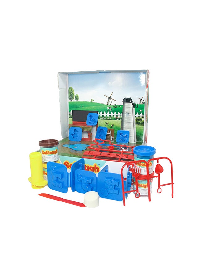 فنسكول Fundough Farm Playset With A Barn Windmill Tractor Moulds Colourful Dough And Clay For Kids 30.5x7x24.2cm  - Image 1