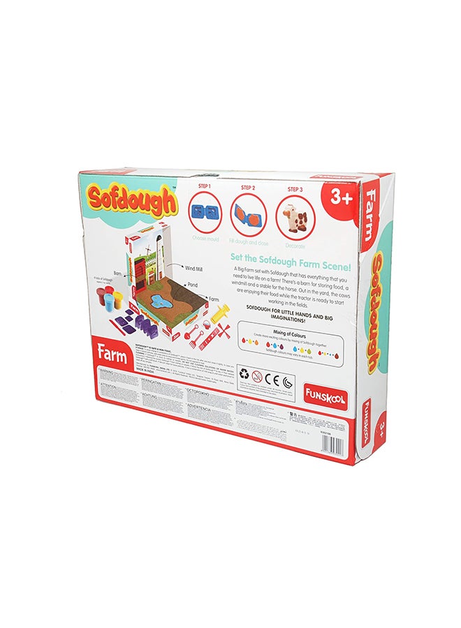 فنسكول Fundough Farm Playset With A Barn Windmill Tractor Moulds Colourful Dough And Clay For Kids 30.5x7x24.2cm  - Image 5