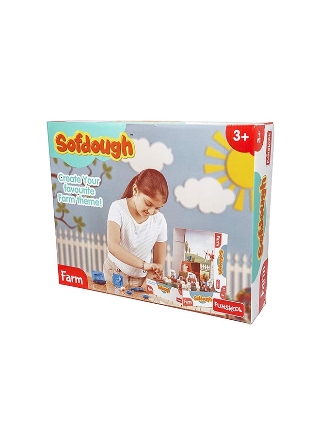 فنسكول Fundough Farm Playset With A Barn Windmill Tractor Moulds Colourful Dough And Clay For Kids 30.5x7x24.2cm  - Image 4