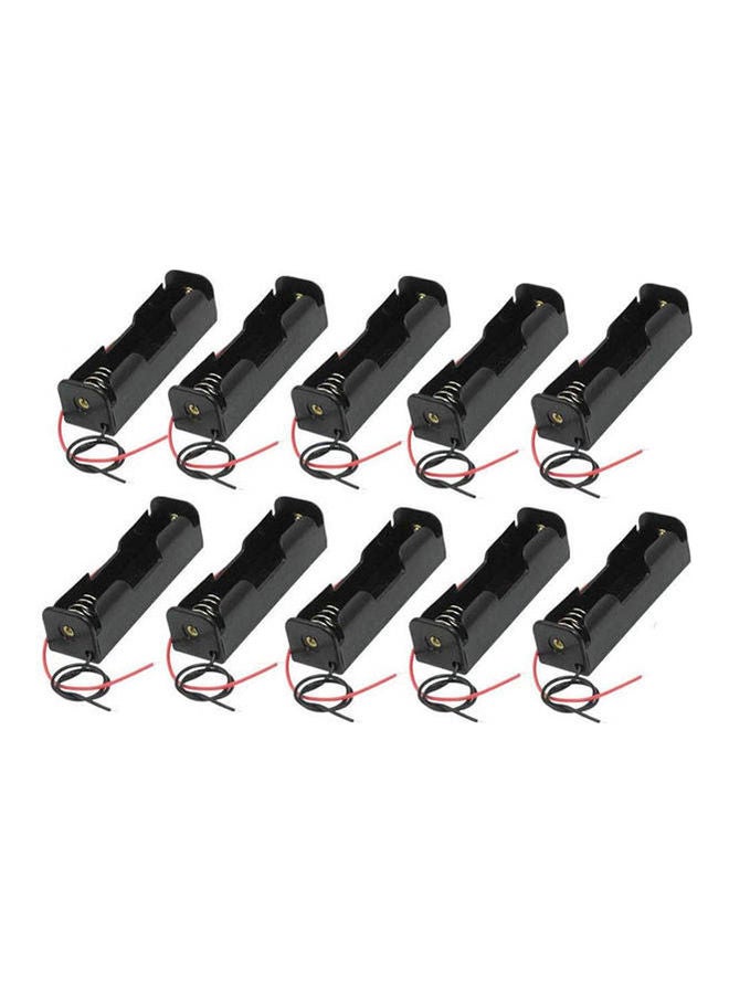 1-Slot 3.7V Battery Holder Case With 6 Inch Wire Leads 10-Pack BLack - Image 1