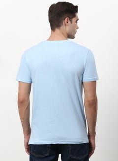 ABOF Slogan Printed Crew Neck Regular Fit T-Shirt Very Light Blue  - Image 2