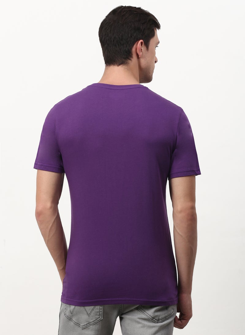 ABOF Game Over Play Again Printed Crew Neck T-Shirt Purple/Black/Orange - Image 2