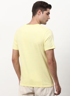ABOF Graphic Printed Crew Neck Regular Fit T-Shirt Light Golderod Yellow  - Image 2