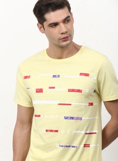 ABOF Graphic Printed Crew Neck Regular Fit T-Shirt Light Golderod Yellow  - Image 4