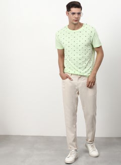 ABOF All Over Printed Regular Fit Crew Neck T-Shirt Light Mint Green  - Image 3
