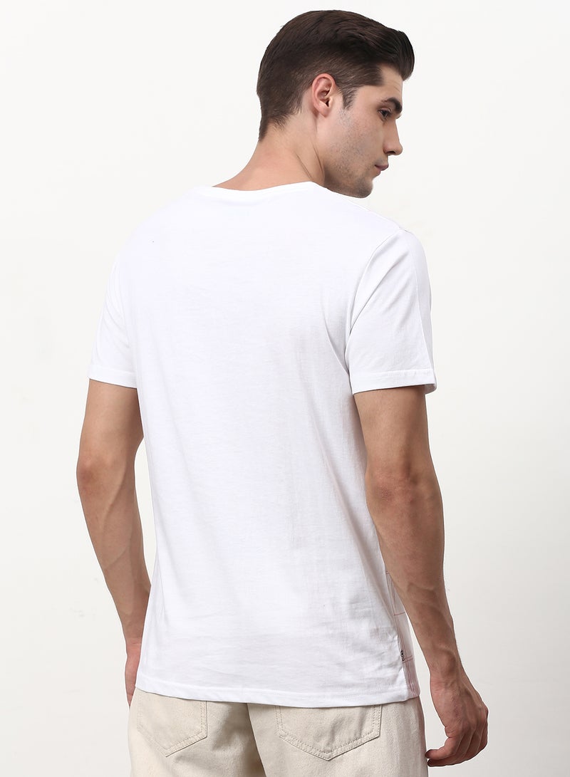 ABOF - All Over Printed Crew Neck Regular Fit T-Shirt Cotton White - Image 1