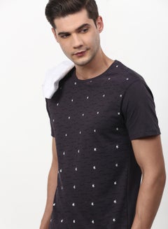 ABOF All Over Printed Regular Fit Crew Neck T-Shirt Charcoal Grey  - Image 4