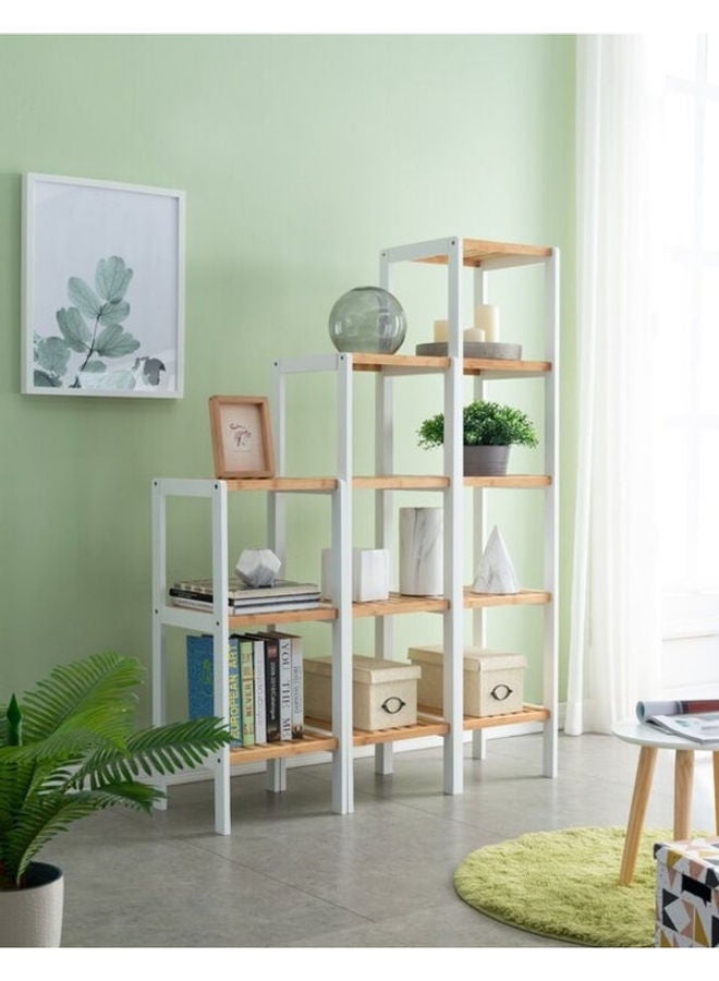 Roman Gifts 4-Tier Bamboo Shelf Utility Storage Rack Beige/White 37x37x110cm  - Image 2