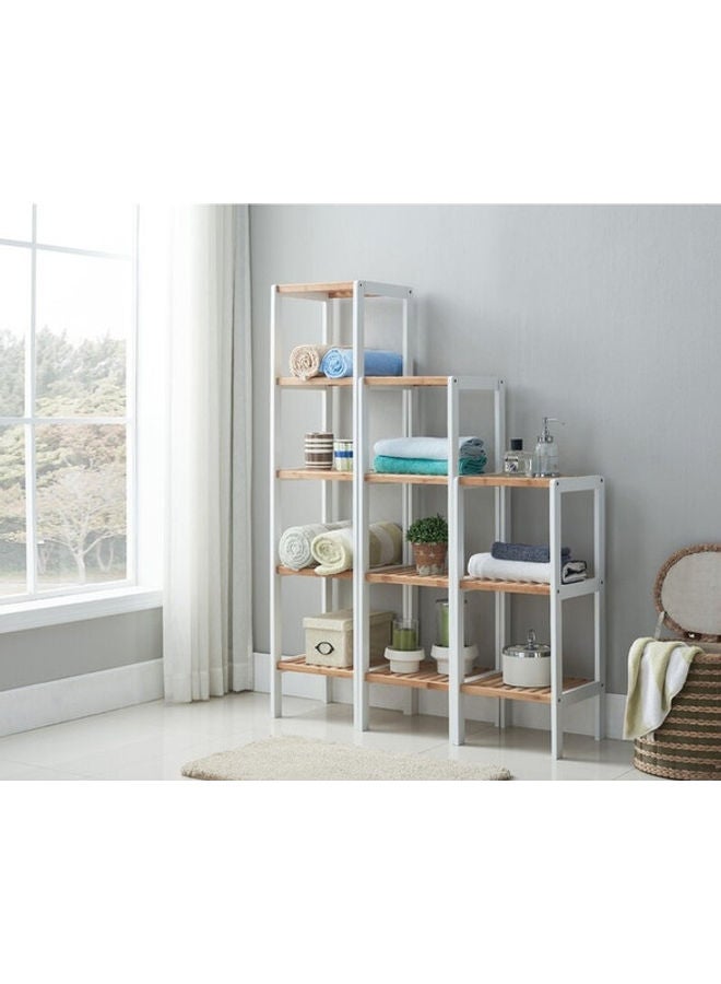 Roman Gifts 4-Tier Bamboo Shelf Utility Storage Rack Beige/White 37x37x110cm  - Image 3