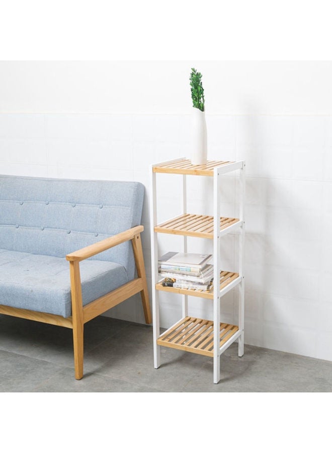 Roman Gifts 4-Tier Bamboo Shelf Utility Storage Rack Beige/White 37x37x110cm  - Image 4