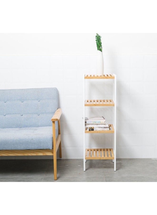 Roman Gifts 4-Tier Bamboo Shelf Utility Storage Rack Beige/White 37x37x110cm  - Image 5