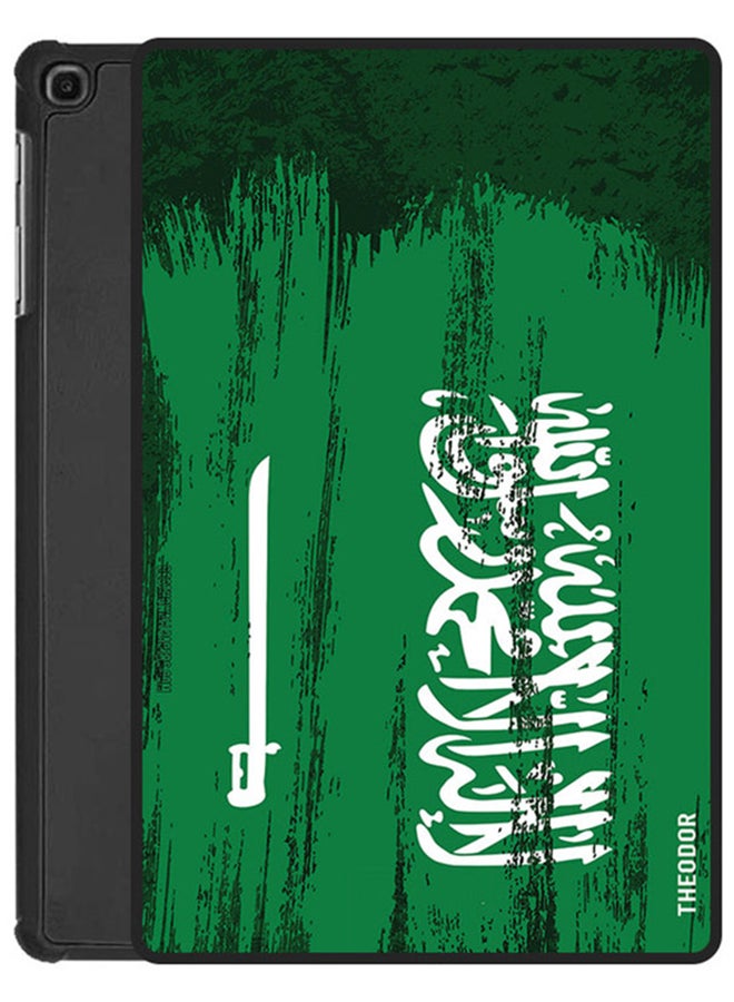 ثيودور غطاء حماية واقٍ قلاب لجهاز سامسونج جالاكسي تاب A7 مقاس 10.1 بوصة بخاصية النوم/الاستيقاظ التلقائي بتصميم علم أخضر/ أبيض - Image 1