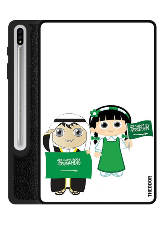 Theodor Protective Flip Case Cover For Samsung Galaxy Tab S7 with Auto Wake/Sleep Girl Boy Green/White - Image 1