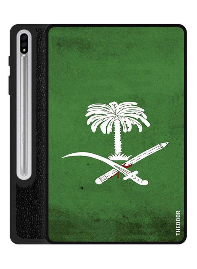 ثيودور غطاء حماية واقٍ قلاب لجهاز سامسونج جالاكسي تاب S7 مع خاصية السكون/الاستيقاظ التلقائي أخضر/ أبيض - Image 1