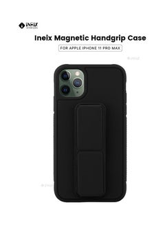 3-in-1 Magnetic Wrist Strap Hand Grip with Stand Case Cover for Apple iPhone 11 Pro Max Black