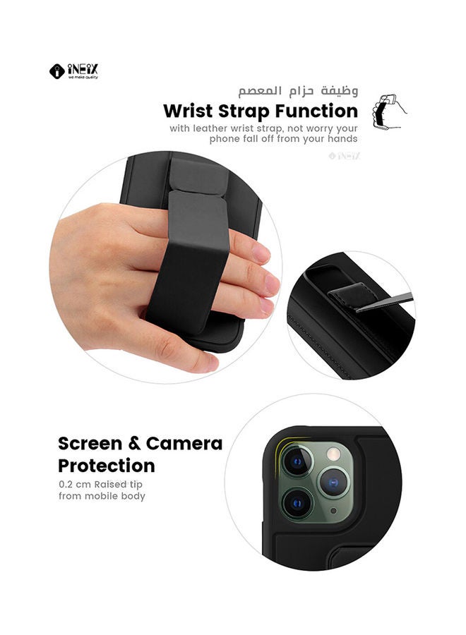 INEIX - 3-in-1 Magnetic Wrist Strap Hand Grip with Stand Case Cover for Apple iPhone 11 Pro Max Black - Image 1