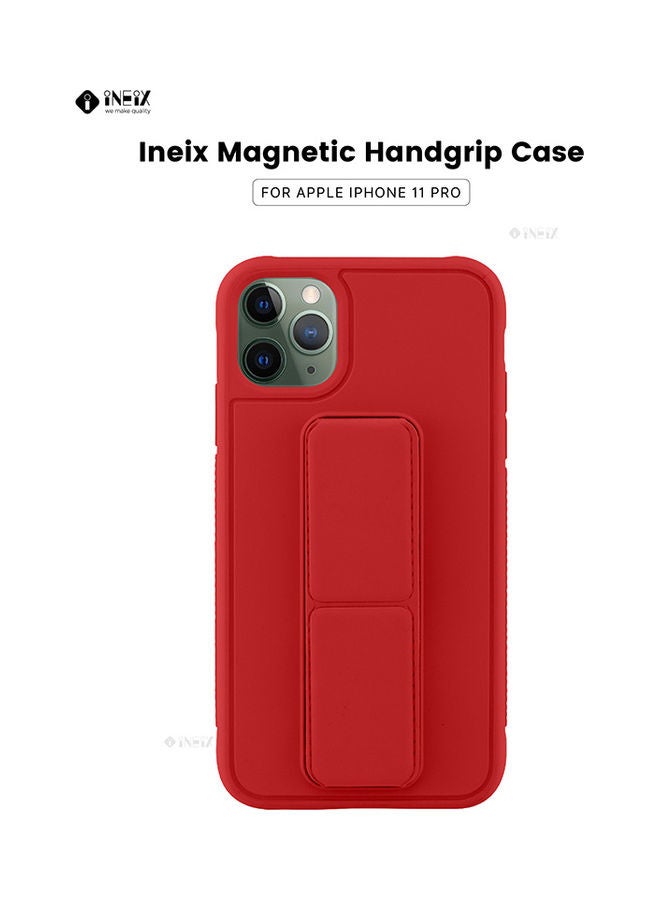 INEIX 3-in-1 Magnetic Wrist Strap Hand Grip with Stand Case Cover for Apple iPhone 11 Pro Red - Image 1