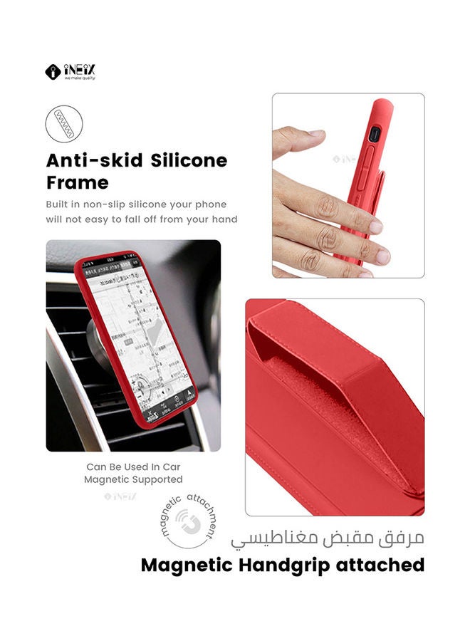 INEIX 3-in-1 Magnetic Wrist Strap Hand Grip with Stand Case Cover for Apple iPhone 11 Pro Red - Image 3