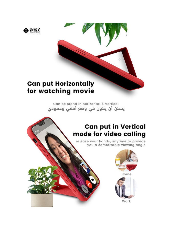 INEIX 3-in-1 Magnetic Wrist Strap Hand Grip with Stand Case Cover for Apple iPhone 11 Pro Red - Image 4