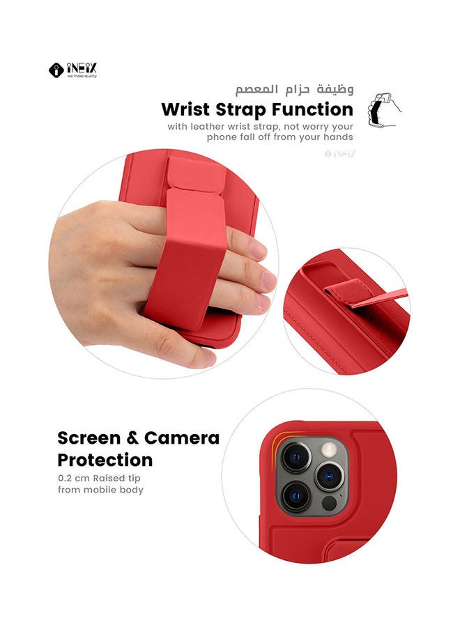 INEIX 3-in-1 Magnetic Wrist Strap Hand Grip with Stand Case Cover for Apple iPhone 11 Pro Red - Image 5