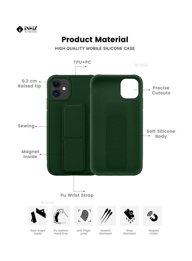 إينيكس غطاء حماية مع حزام معصم مغناطيسي ومقبض يد 3 في 1 لهاتف أبل آيفون 11 أخضر - Image 2