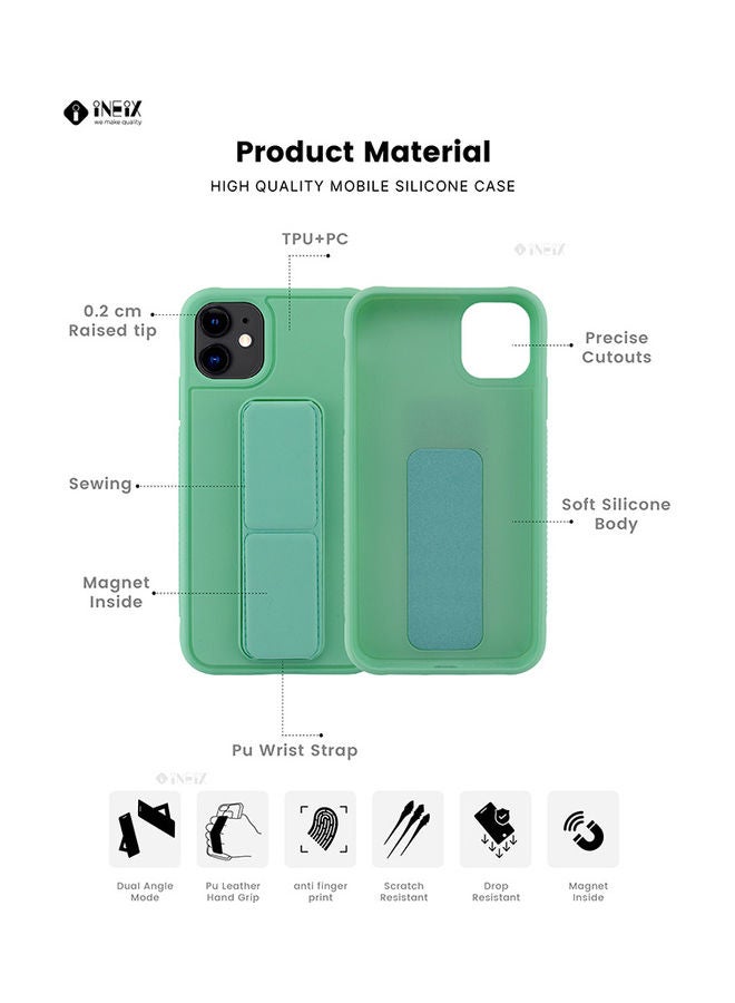 إينيكس غطاء حماية مع حزام معصم مغناطيسي ومقبض يد 3 في 1 لهاتف أبل آيفون 11 أخضر - Image 2