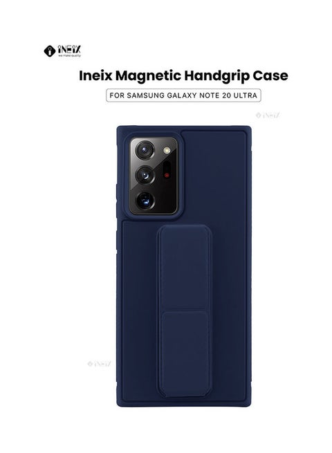 3-in-1 Magnetic Wrist Strap Hand Grip with Stand Case Cover for Samsung Galaxy Note20 Ultra Navy Blue