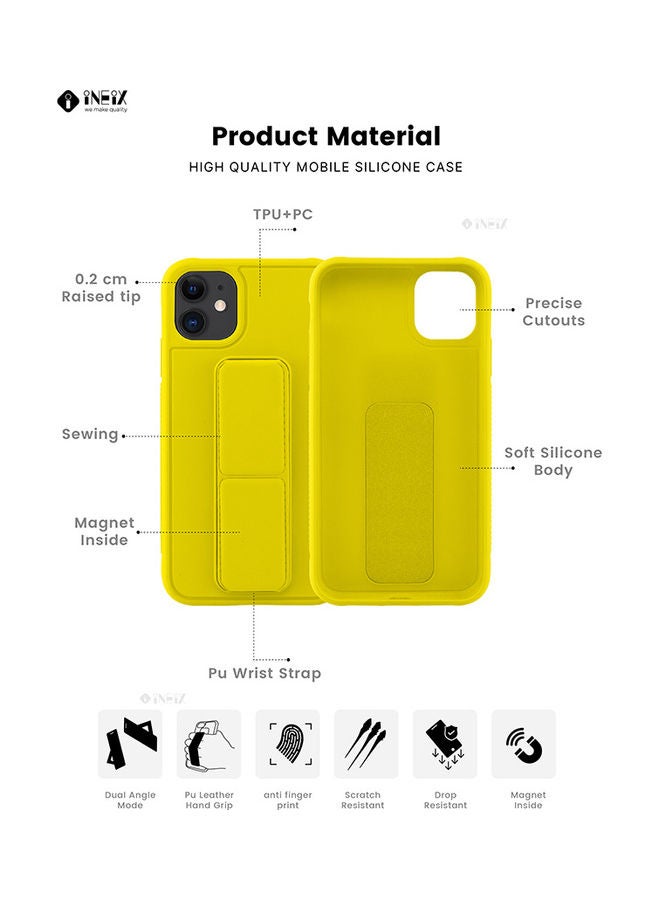 إينيكس غطاء حماية مع حزام معصم مغناطيسي ومقبض يد 3 في 1 لهاتف أبل آيفون 11 أصفر - Image 2