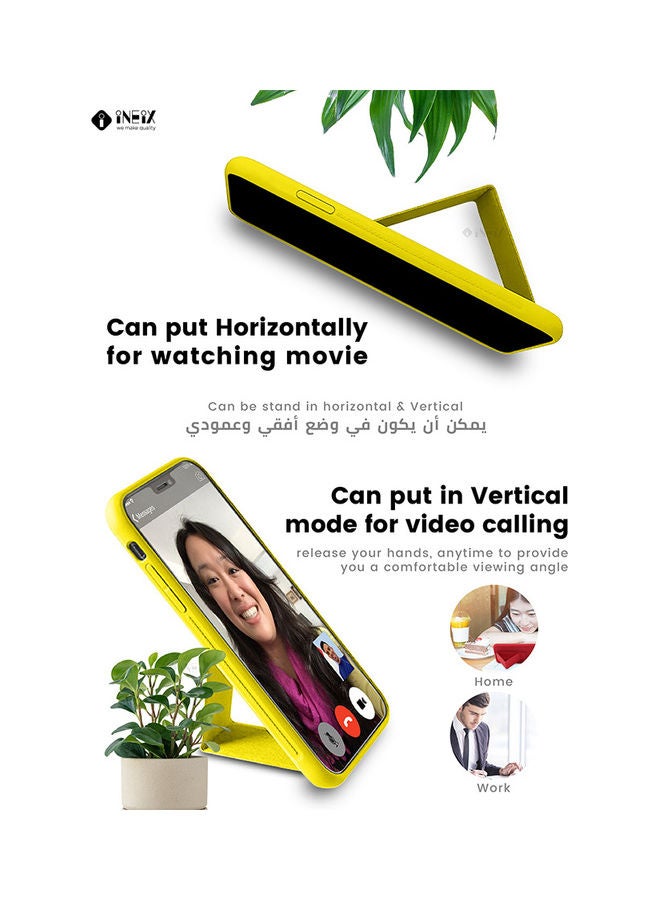 إينيكس غطاء حماية مع حزام معصم مغناطيسي ومقبض يد 3 في 1 لهاتف أبل آيفون 11 أصفر - Image 4