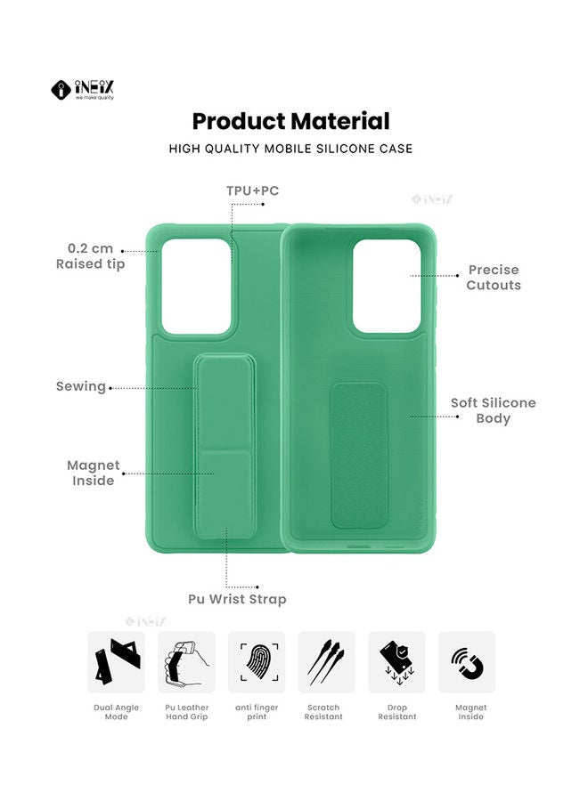 إينيكس غطاء حماية مع حزام معصم مغناطيسي ومقبض يد 3 في 1 لهاتف سامسونج جالاكسي S20 الترا أخضر - Image 2