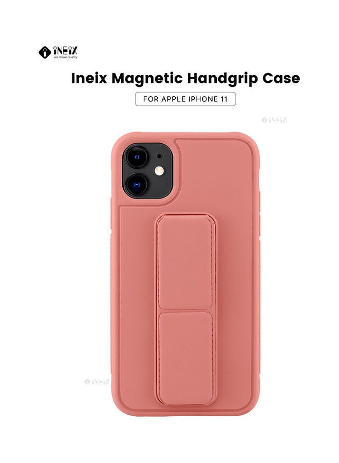 INEIX 3-in-1 Magnetic Wrist Strap Hand Grip with Stand Case Cover for Apple iPhone 11 Pink - Image 1