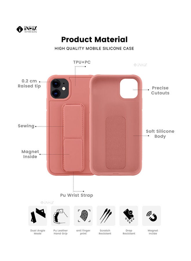INEIX 3-in-1 Magnetic Wrist Strap Hand Grip with Stand Case Cover for Apple iPhone 11 Pink - Image 2