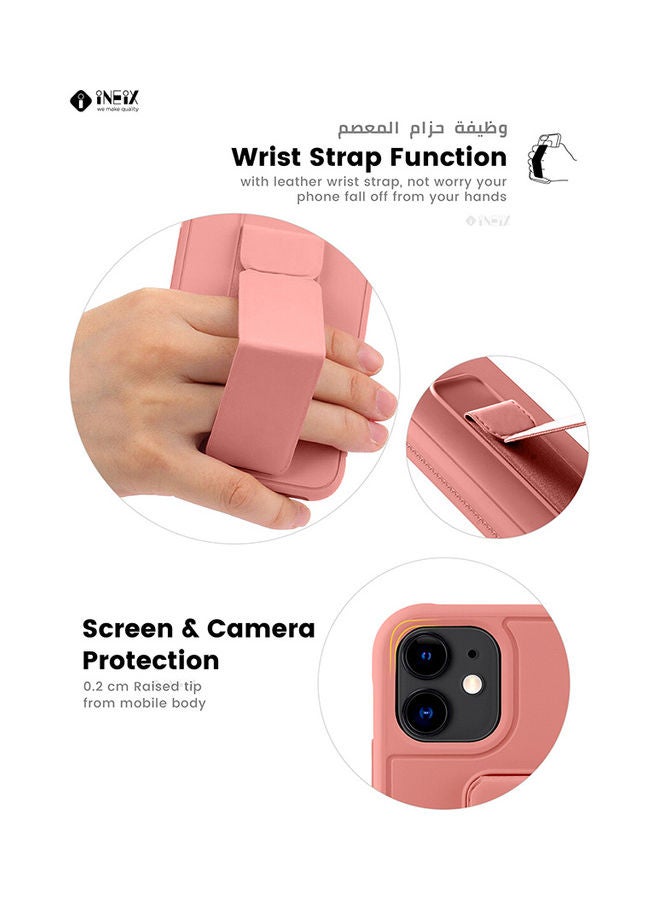 INEIX 3-in-1 Magnetic Wrist Strap Hand Grip with Stand Case Cover for Apple iPhone 11 Pink - Image 5