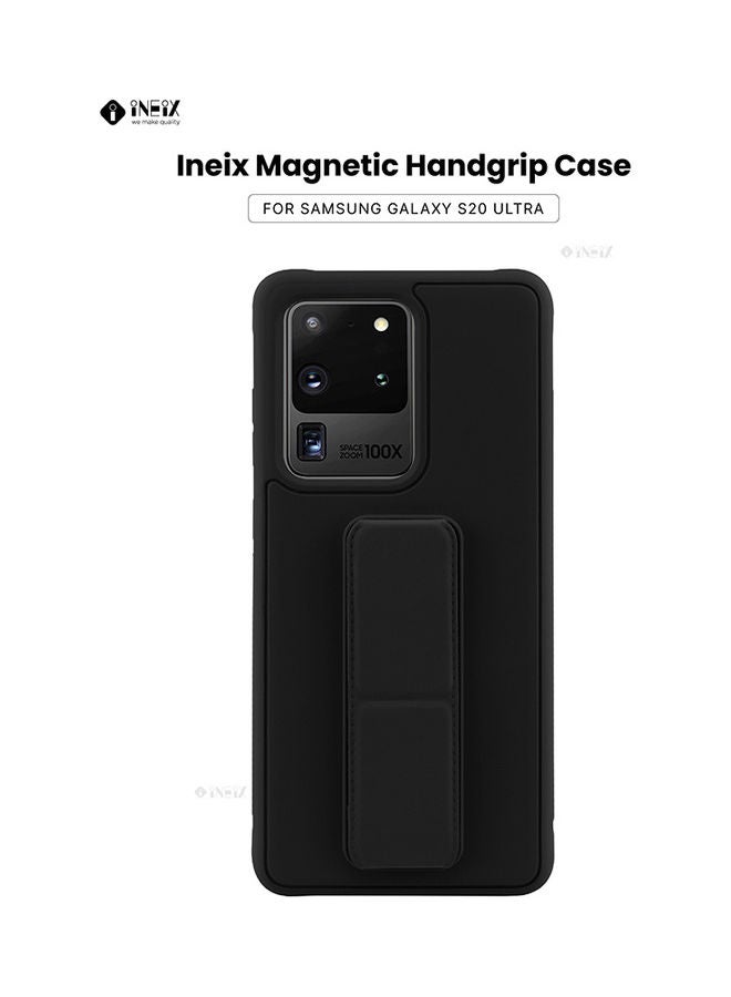INEIX 3-in-1 Magnetic Wrist Strap Hand Grip with Stand Case Cover for Samsung Galaxy S20 Ultra Black - Image 1