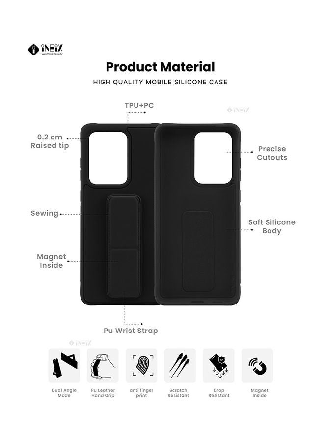INEIX 3-in-1 Magnetic Wrist Strap Hand Grip with Stand Case Cover for Samsung Galaxy S20 Ultra Black - Image 2